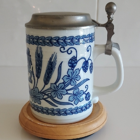 Schonwald Other - Vintage German Porcelain Beer Stein With Pewter Lid - Schönwald Germany